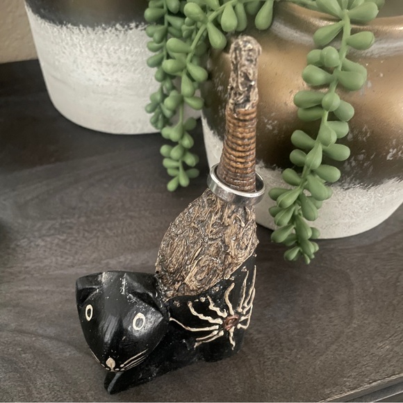 Carved Wooden Folk Decorated Cat - Picture 6 of 8